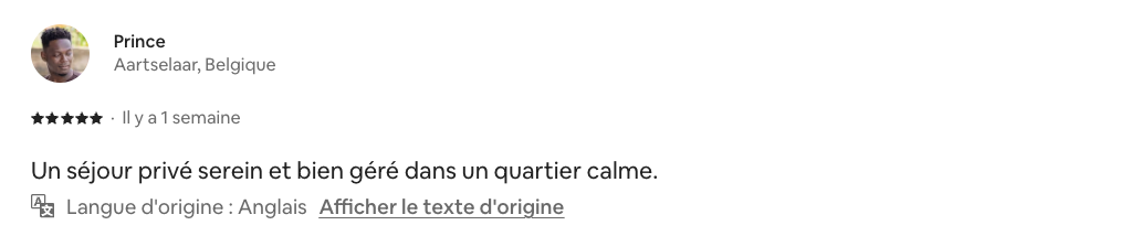 Avis voyageur Airbnb 5 étoiles